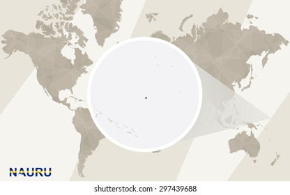 Zoom on Nauru Map and Flag. World Map.
