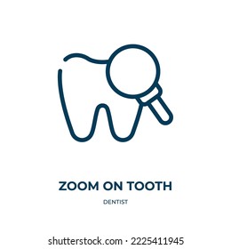 Zoom on tooth icon. Linear vector illustration from dentist collection. Outline zoom on tooth icon vector. Thin line symbol for use on web and mobile apps, logo, print media.