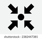 Zoom Out Arrow Icon Four 4 Point Pointer Target Aim Assembly Point Position Navigation Here Black White Shape Line Outline Sign Symbol EPS Vector