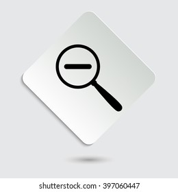 Zoom out - black vector icon on  a paper button