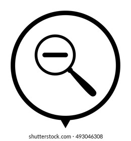 Zoom out - black vector  icon; map pointer