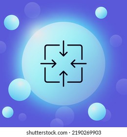 Zoom in and out button line icon. Screen, display, player, viewer, arrows, scale, metaverse, watch, control, window. Technology concept. Glassmorphism. Vector line icon for Business and Advertising.