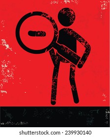 Zoom out concept,human resource on red background,grunge vector 