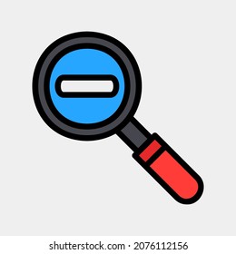 Zoom out cursor icon vector illustration in filled line style, use for website mobile app presentation