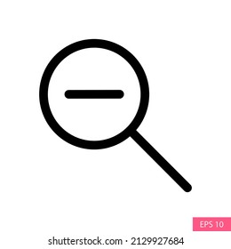 Zoom out or decrease button vector icon in line style design for website design, app, UI, isolated on white background. Editable stroke. EPS 10 vector illustration.