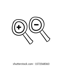 zoom in zoom out doodle icon vector hand drawing 