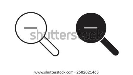 Zoom out filled and outlined icons vectors on white background