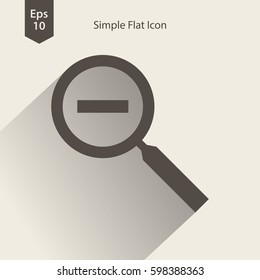 Zoom Out Flat Icon. Simple Web Symbol. Vector Illustrated Sign