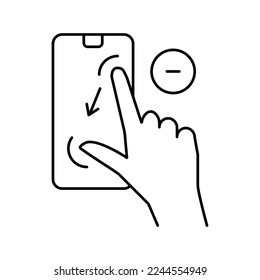 zoom out gesture phone screen line icon vector. zoom out gesture phone screen sign. isolated contour symbol black illustration