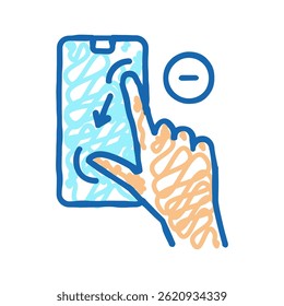 zoom out gesture phone screen doodle icon sketch vector. zoom out gesture phone screen sign. isolated symbol illustration