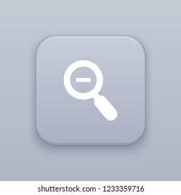 Zoom out, gray vector button with white icon on gray background
