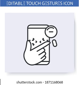 Zoom out horizontal hand gesture line icon. Spread, sizing. Multitouch gestures for smartphone use. Touchscreen technology. User interface action concept. Isolated vector illustration.Editable stroke 