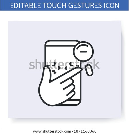 Zoom out horizontal hand gesture line icon. Spread, sizing. Multitouch gestures for smartphone use. Touchscreen technology. User interface action concept. Isolated vector illustration.Editable stroke 