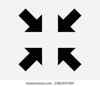 Verkleinern des Symbols 4 Pfeil-Pfeil-Zeiger-Zeiger-Zeiger-Zielposition Navigation in schwarz-weißer Form-Rahmenlinie Zeichensymbol EPS-Vektorgrafik