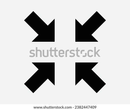 Zoom Out Icon 4 Arrows Arrow Point Pointer Gesture Aim Target Location Position Navigation In Black White Shape Line Outline Sign Symbol EPS Vector