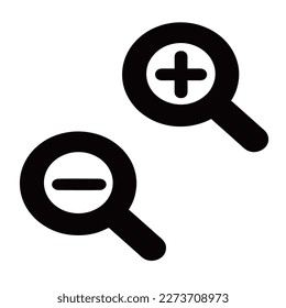 the zoom in and zoom out icon is black on a white background