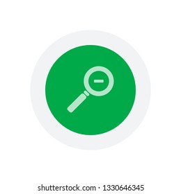 Zoom out icon. Icon in colored circle with gray bold border. Web button, modern flat design