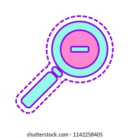 Zoom out icon. Colored sketch with dotted border on white background