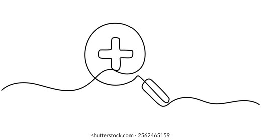 Zoom out icon in continuous line drawing style. Line art of magnifying glass with a sign of minus. Vector illustration. Abstract background, Zoom out symbol, outline pro vector illustration. one line.