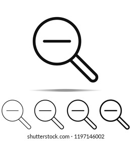 Zoom out icon in different shapes, thickness. Simple outline vector of web for UI and UX, website or mobile application