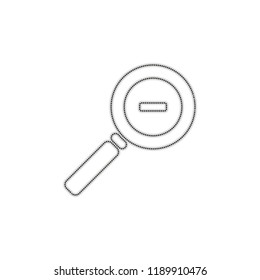 Zoom out icon. Dotted outline silhouette with shadow on white background
