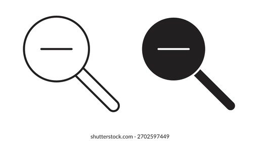 Zoom out icon with editable stroke and flat vector pack