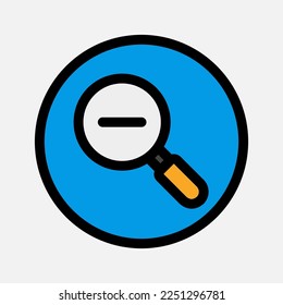 Icono de alejamiento en el estilo de línea rellena sobre elementos esenciales, uso para presentación de aplicaciones móviles del sitio web