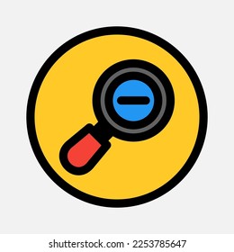 Zoom out icon in filled line style about camera, use for website mobile app presentation
