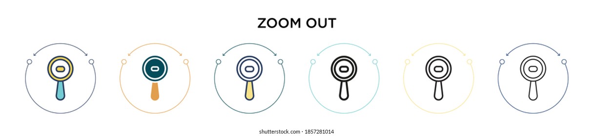 Zoom out icon in filled, thin line, outline and stroke style. Vector illustration of two colored and black zoom out vector icons designs can be used for mobile, ui, web