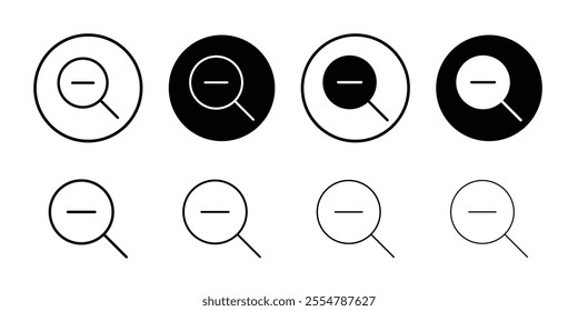 Zoom out icon Flat set in black and white color