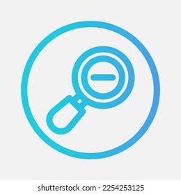 Icono de zoom en el estilo de gradiente sobre la cámara, uso para presentación de aplicaciones móviles en el sitio web