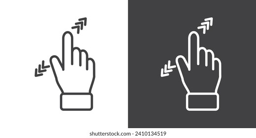 Zoom in zoom out icon, Hand touch gesture vector illustration on black and white background. Modern outline style icons.Finger touch gesture icon.