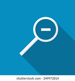 Zoom Out icon. Modern design flat style icon with long shadow effect