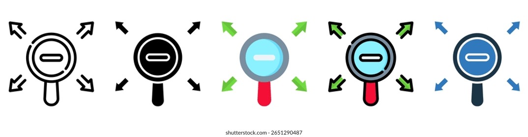 Zoom Out Icon Multiple Style Vector Illustration