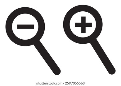zoom out and zoom in icon on white background . 1176