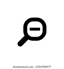 Zoom out icon. Simple flat, solid style. Magnifying glass, find, minus, search concept. Black silhouette, glyph symbol. Vector illustration isolated on white background. EPS 10.