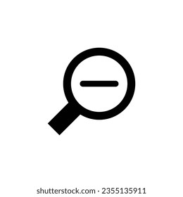 Zoom out icon. Simple flat, solid style. Magnifying glass, find, minus, search concept. Black silhouette, glyph symbol. Vector illustration isolated on white background. EPS 10.