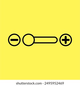 zoom out and zoom in icon simple, line vector isolated on yellow background. trendy and modern design