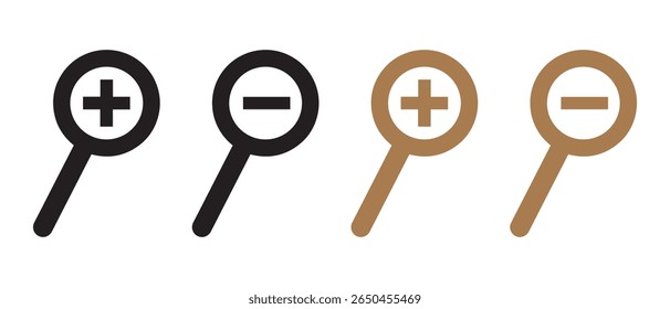 Ampliar ícone reduzir símbolo símbolo sinal vetor ilustração design. Ícone Pesquisar.