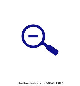 Zoom out icon vector. Blue icon