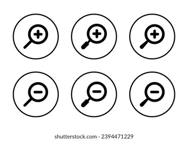 Zoom in out icon vector in circle line