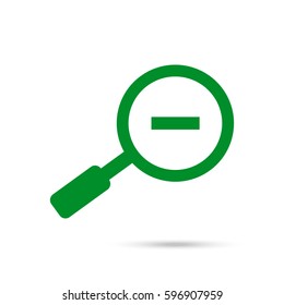 Zoom out icon vector. Green icon and gray shadow 