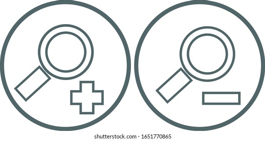 Zoom in and zoom out icon. Vector illustration