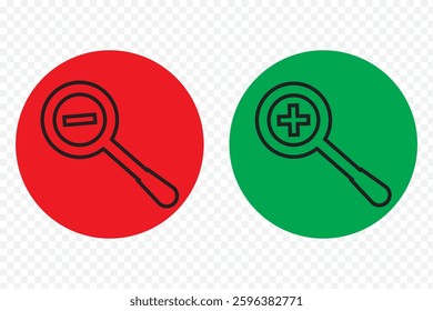 Zoom In and Zoom Out icon vector illustration. Magnifying glass set. Zoom In and Out symbol isolated on white background.