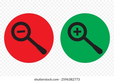 Zoom In and Zoom Out icon vector illustration. Magnifying glass set. Zoom In and Out symbol isolated on white background.