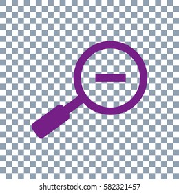 Zoom out icon vector on transparent background. Violet icon