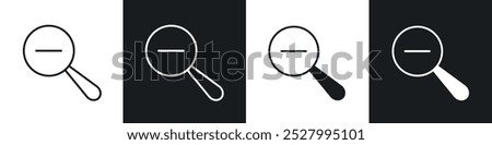 Zoom out icon vector icon set black filled and outlined style.