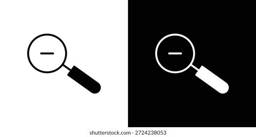 Zoom out iconos concepto de Vector plano. Ilustraciones en blanco y negro