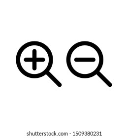 Zoom In and Zoom Out Icons. magnifying glass icons. Zoom in and out magnifying glass icon vector