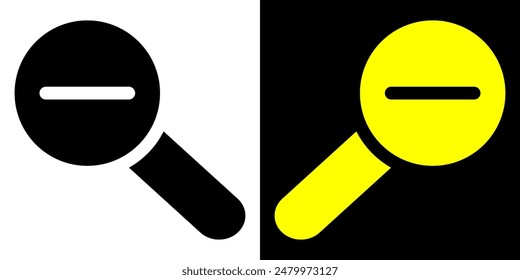 Zoom out and Zoom in icons. Magnifying glass icons.